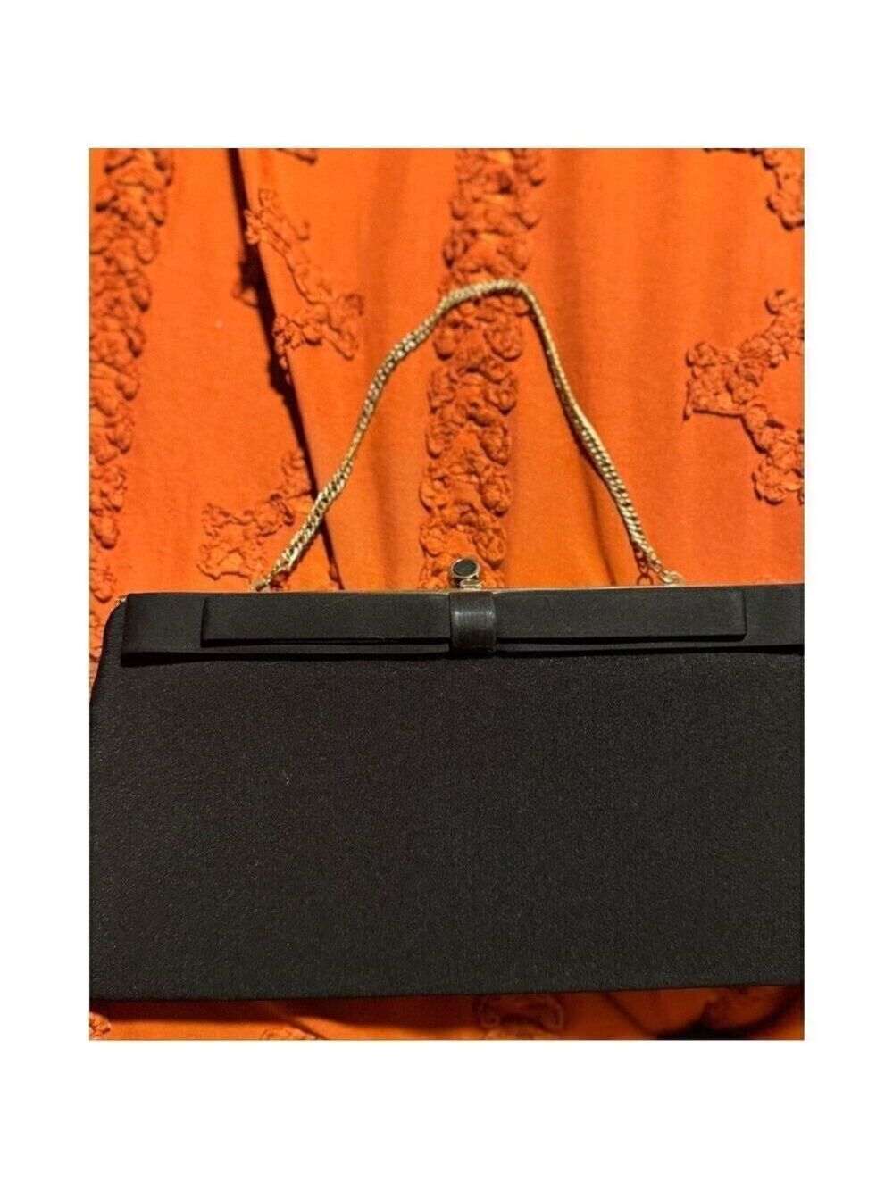 HL USA formal evening event black tie clutch hold chain black bow - Picture 9 of 15